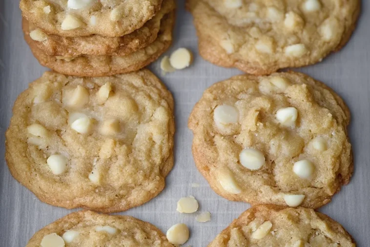 Keto White Chocolate Macadamia Nut Cookies: Pure Yum! 3 Keto White Chocolate Macadamia Nut Cookies on a Plate