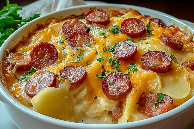 Kielbasa Potato Casserole Ready to Serve