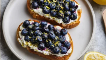 Lemon Blueberry Ricotta Toast with Fresh Berries