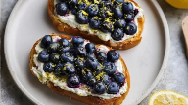 Lemon Blueberry Ricotta Toast with Fresh Berries