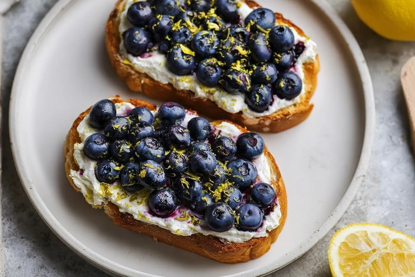 Lemon Blueberry Ricotta Toast: A Bright Breakfast Delight 3 Lemon Blueberry Ricotta Toast with Fresh Berries