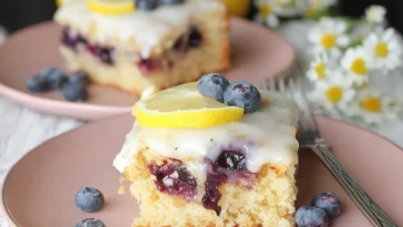 Lemon Blueberry Sheet Cake Fresh Out of the Oven