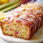 Lemon Rhubarb Loaf with Glaze Freshly Baked