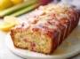 Lemon Rhubarb Loaf with Glaze Freshly Baked