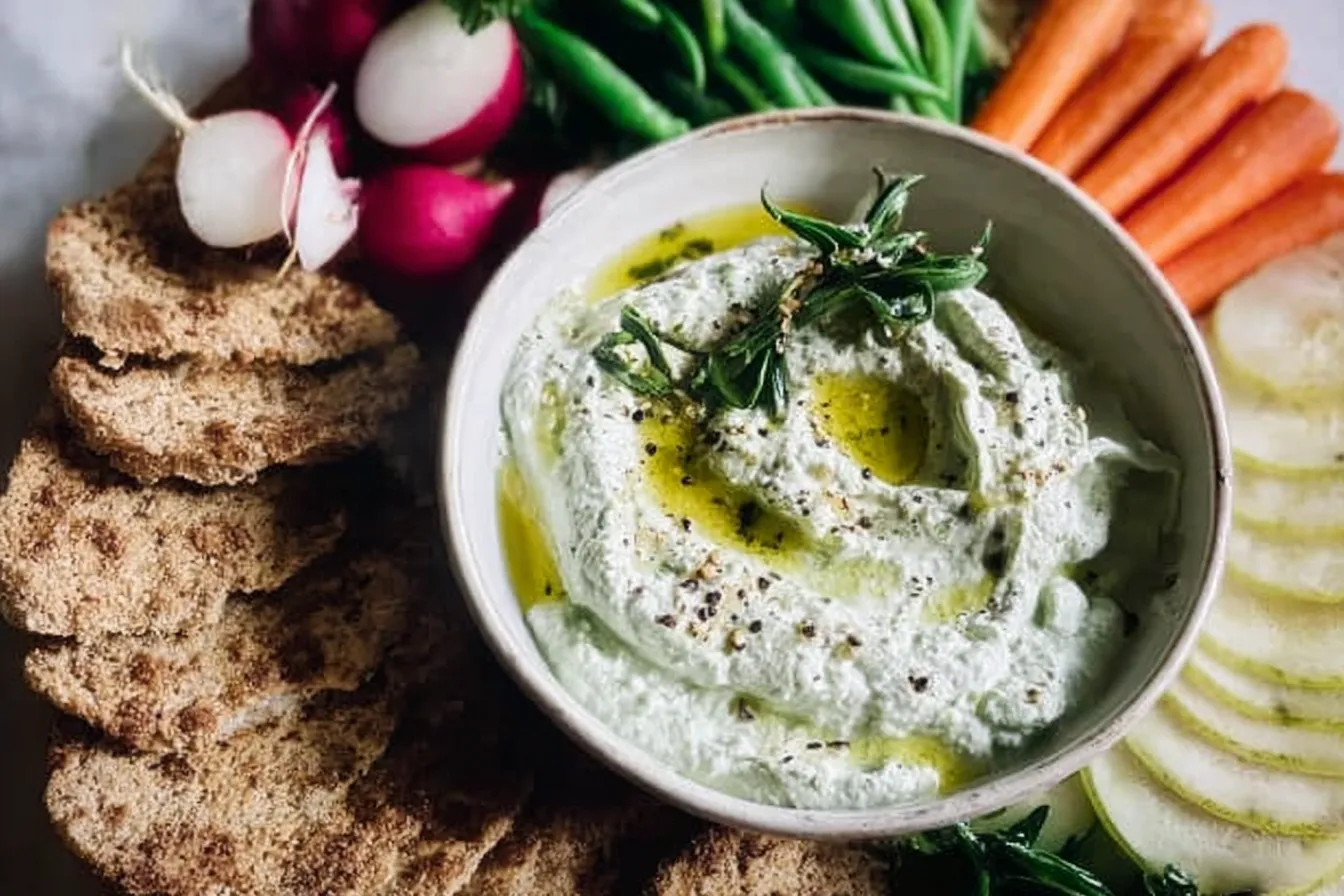 Lemony Labneh and Garlic Scape Dip 
