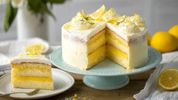 Limoncello Mascarpone Cake Slice