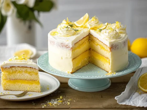 Limoncello Mascarpone Cake Slice