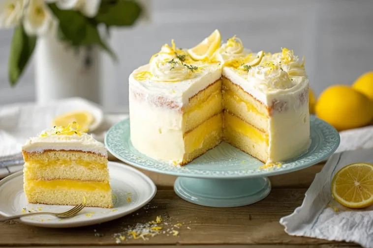 Limoncello Mascarpone Cake Slice