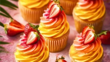 Mango Strawberry Sunset Cupcakes – Sweet Summer Bites