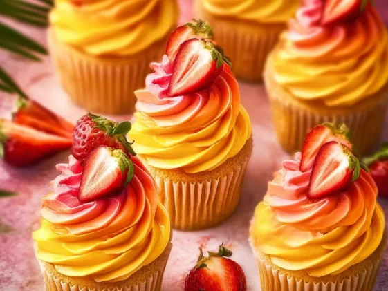 Mango Strawberry Sunset Cupcakes – Sweet Summer Bites