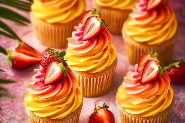 Mango Strawberry Sunset Cupcakes – Sweet Summer Bites