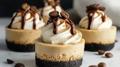 Mini Coffee Cheesecakes on a Rustic Table