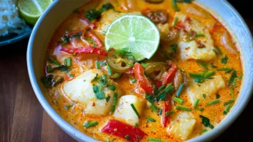 Vibrant Moqueca (Brazilian Fish Stew) Ready to Serve