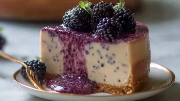 Mulberry and Earl Grey Cheesecake Slice