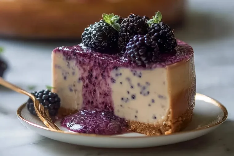Mulberry and Earl Grey Cheesecake Slice