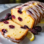 Delicious Mulberry Lemon Ricotta Cake Slices on a Plate