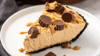Decadent No Bake Peanut Butter Pie Slice