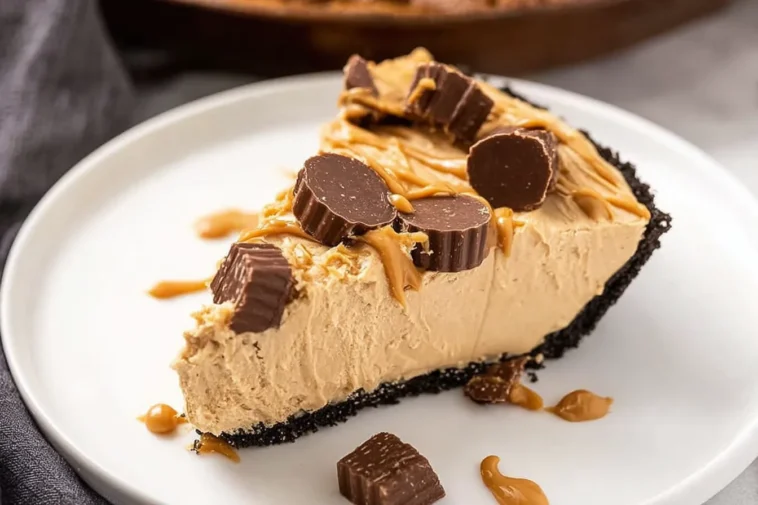 Decadent No Bake Peanut Butter Pie Slice