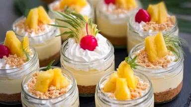 No Bake Pineapple Cheesecake Slice
