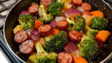 One-Pan Honey Garlic Kielbasa with Colorful Veggies