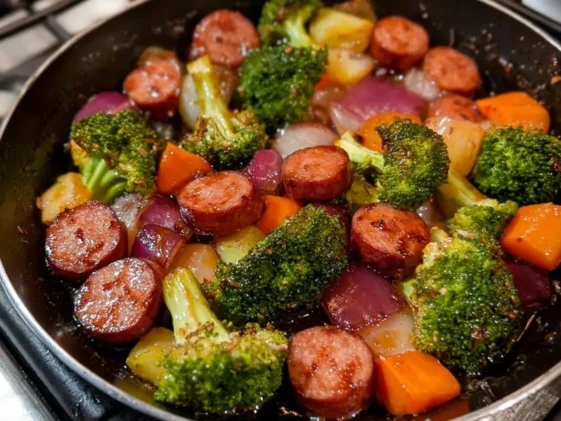 One-Pan Honey Garlic Kielbasa with Colorful Veggies