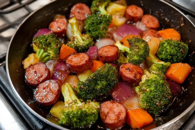 One-Pan Honey Garlic Kielbasa with Colorful Veggies