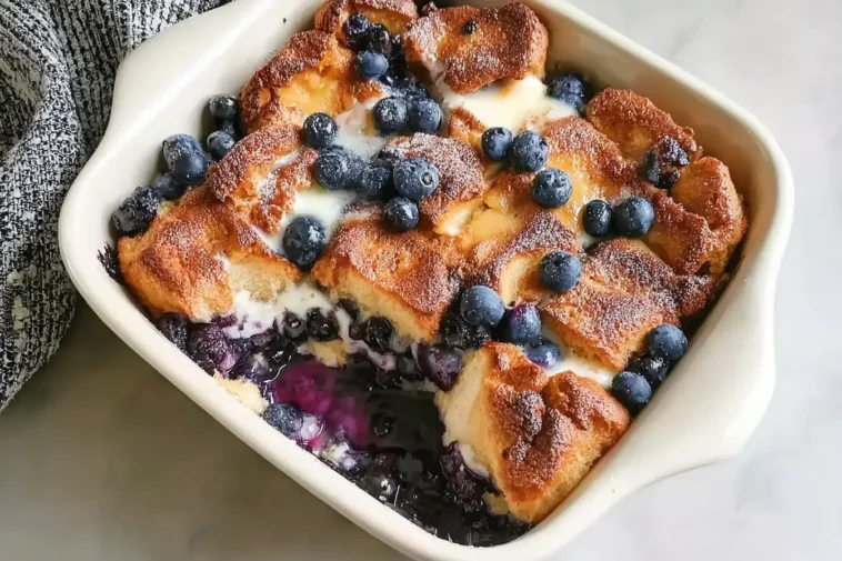 Delicious Overnight Blueberry French Toast Casserole Slice