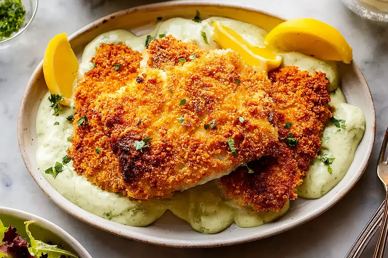 Panko-Crusted Baked Haddock: A Delicious Dinner Delight 3 Panko-Crusted Baked Haddock Served with Lemon Wedges