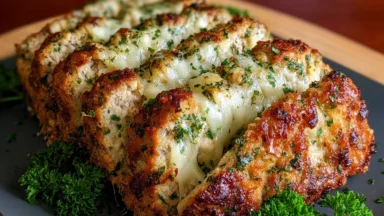 Parmesan Chicken Meatloaf Freshly Baked and Delicious