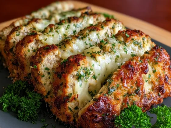 Parmesan Chicken Meatloaf Freshly Baked and Delicious