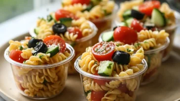 Colorful Pasta Salad Cups Ready to Serve
