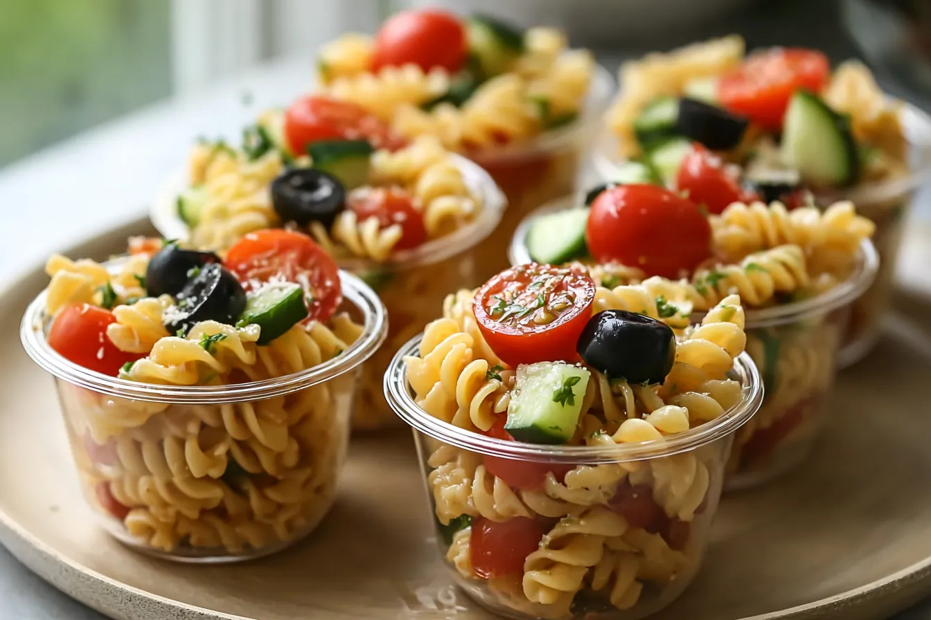Colorful Pasta Salad Cups Ready to Serve