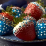 Patriotic 4th of July Chocolate Covered Strawberries Display