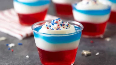 Patriotic Red, White, And Blue Jello Cups Display