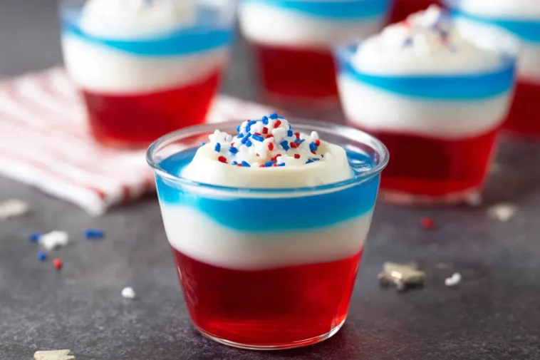 Patriotic Red, White, And Blue Jello Cups Display
