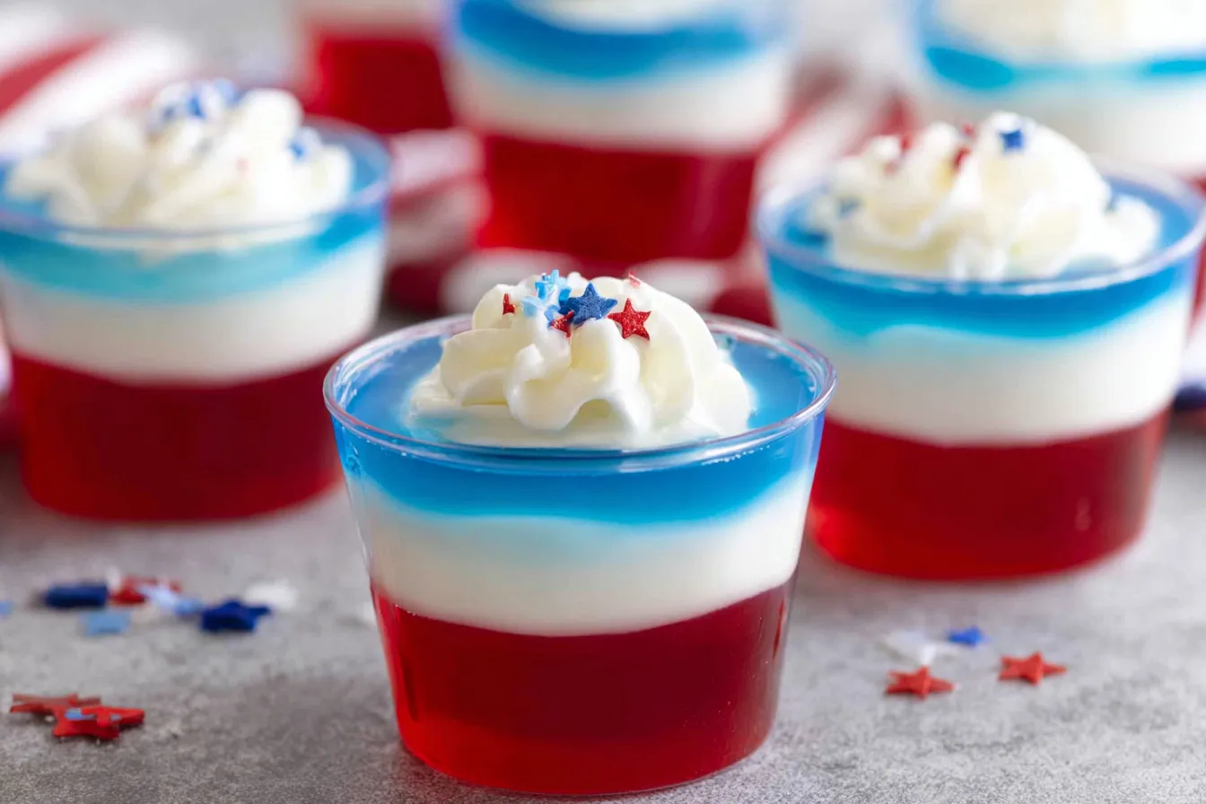 Patriotic Red, White, And Blue Jello Cups