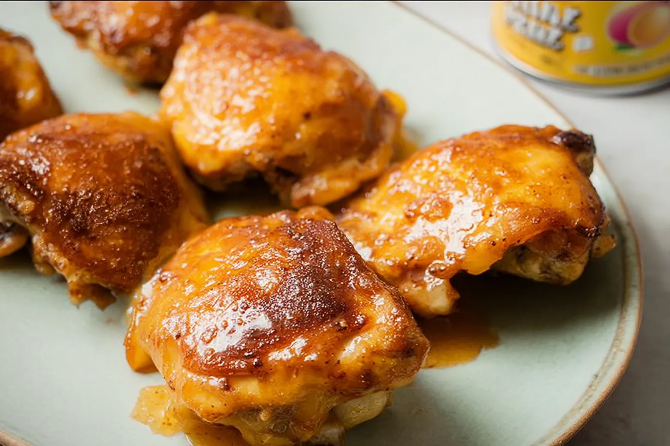 Peach glazed chicken (using canned peaches) 