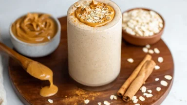 Delicious Peanut Butter Oatmeal Smoothie in a Glass