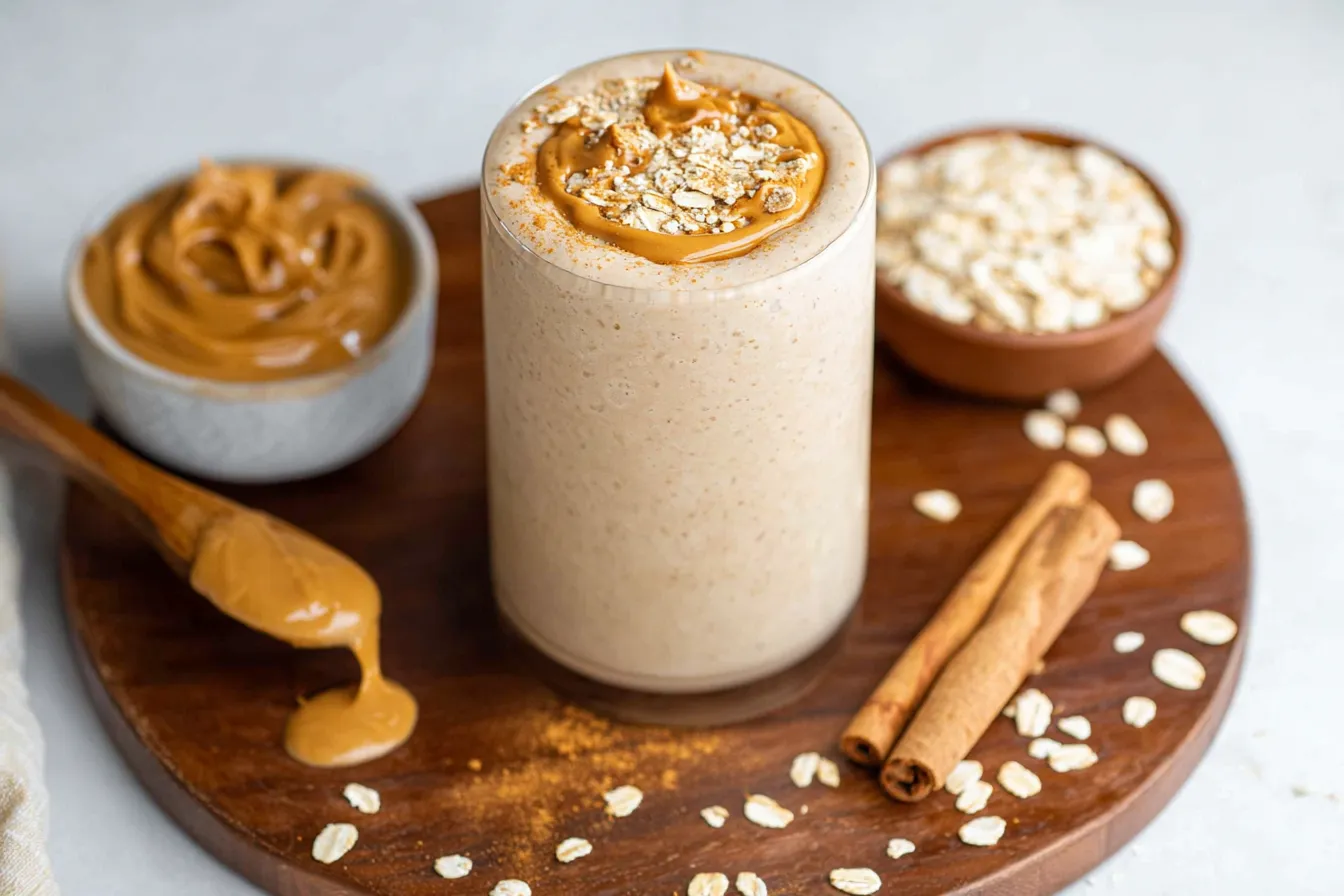Delicious Peanut Butter Oatmeal Smoothie in a Glass