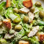 Pesto Caesar Salad with Castelvetrano Olives - Deliciously Fresh