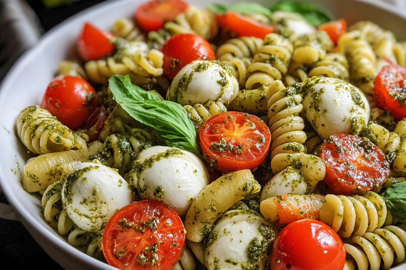 Pesto Caprese Pasta Salad 