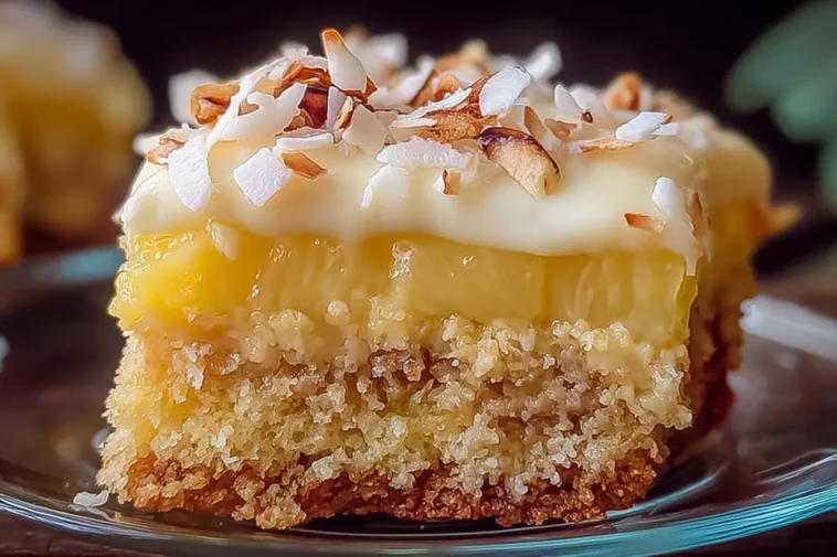 Pineapple Coconut God Bless America Cake Slice