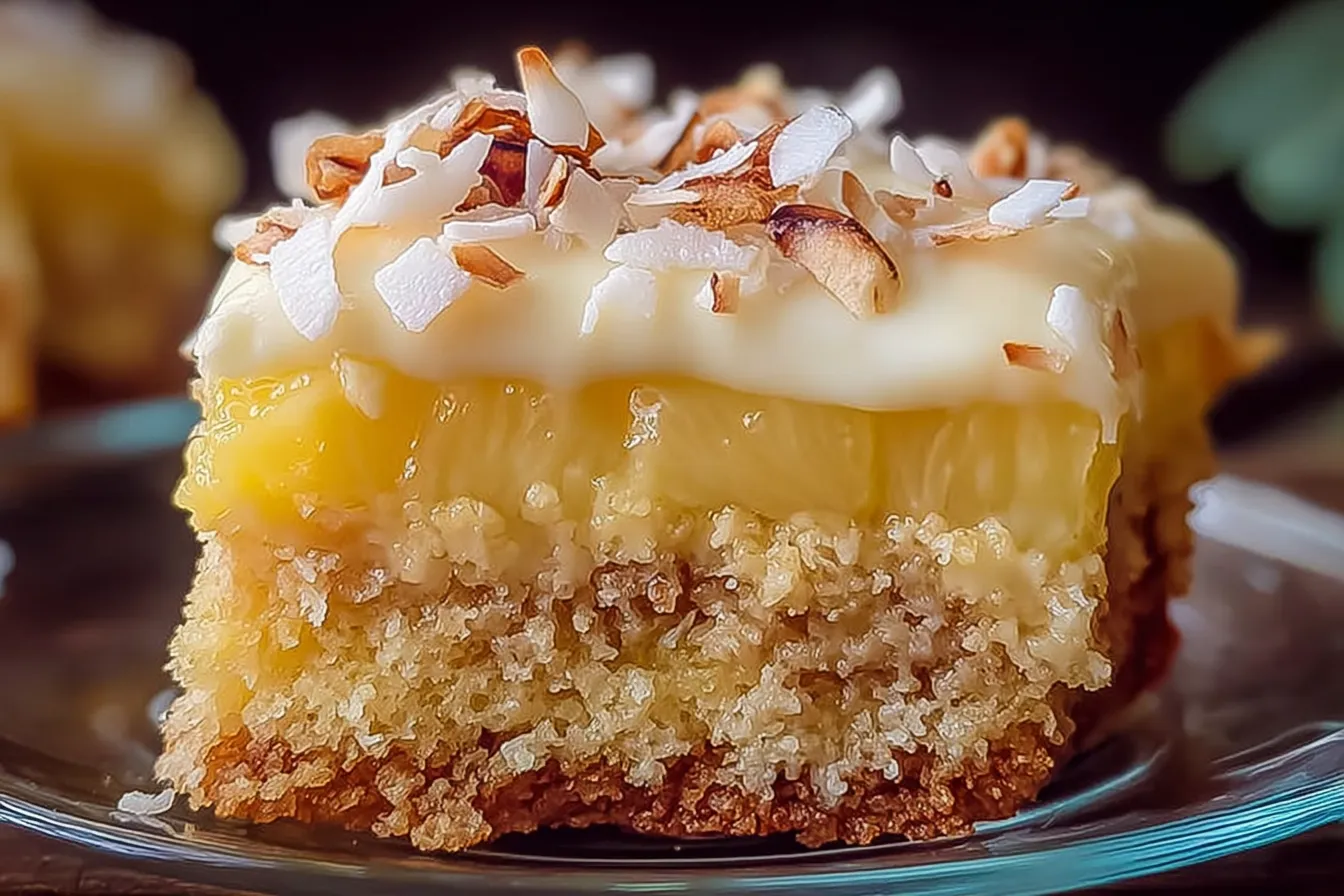 Pineapple Coconut God Bless America Cake Slice