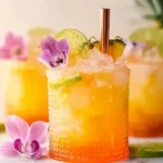 "Pineapple Mango Rum Punch in a Tropical Glass"