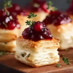 Puff Pastry Cranberry Brie Bites on a Serving Platter