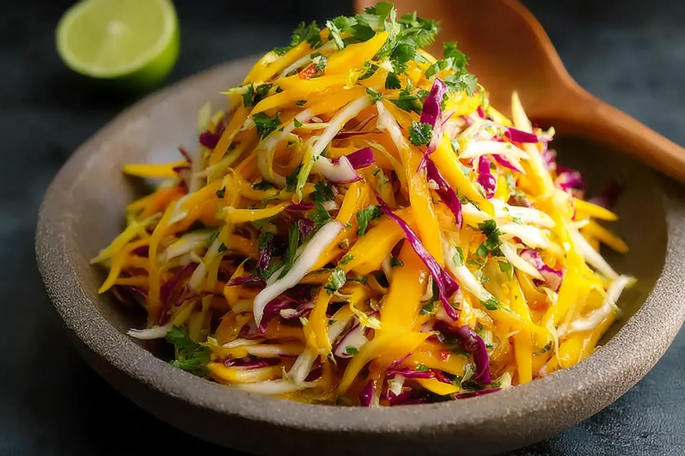 Quick And Easy Mango Slaw Served in a Bowl
