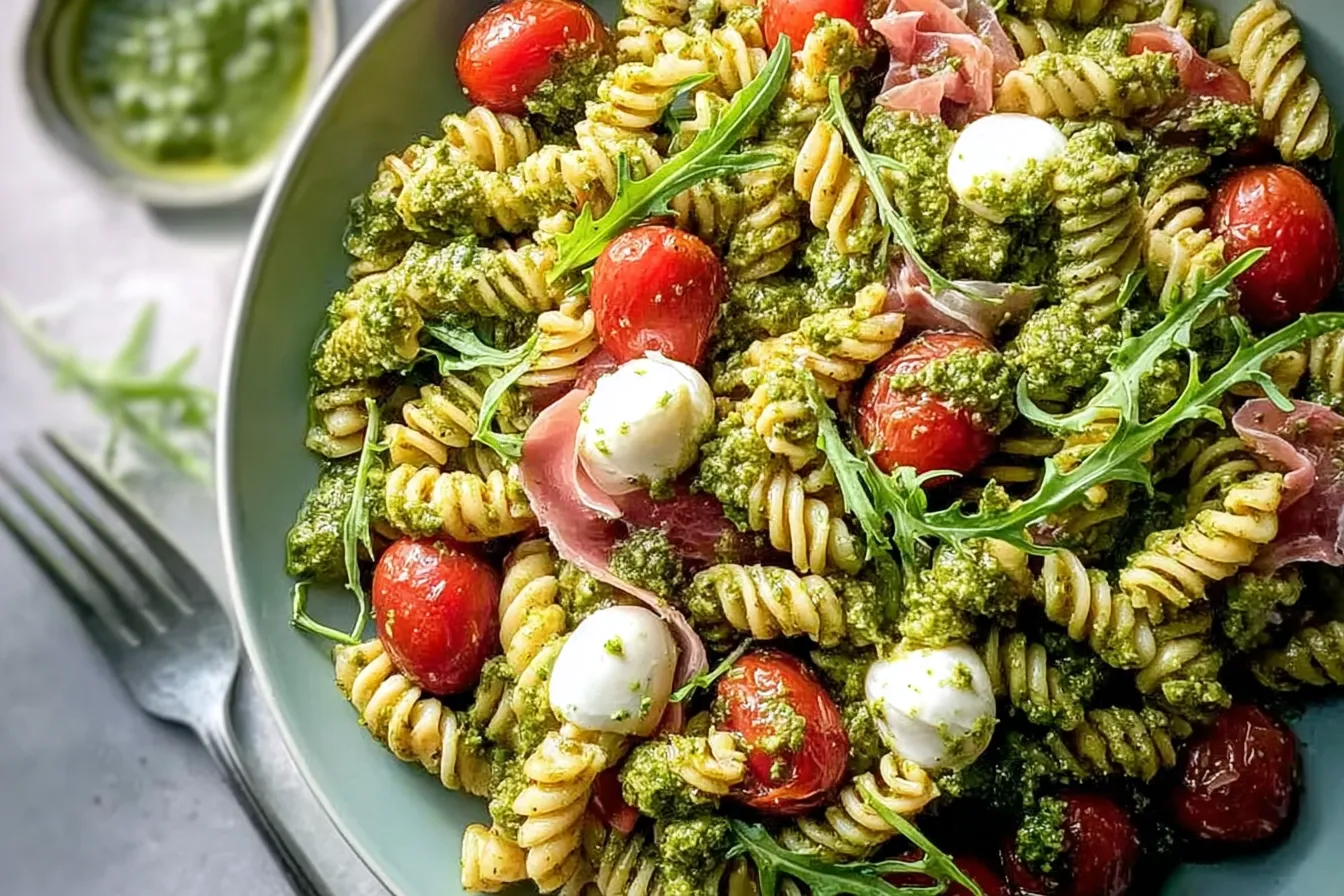 Quick Antipasto Pesto Pasta Salad 