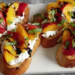 Quick Peach Bruschetta with Whipped Ricotta Platter