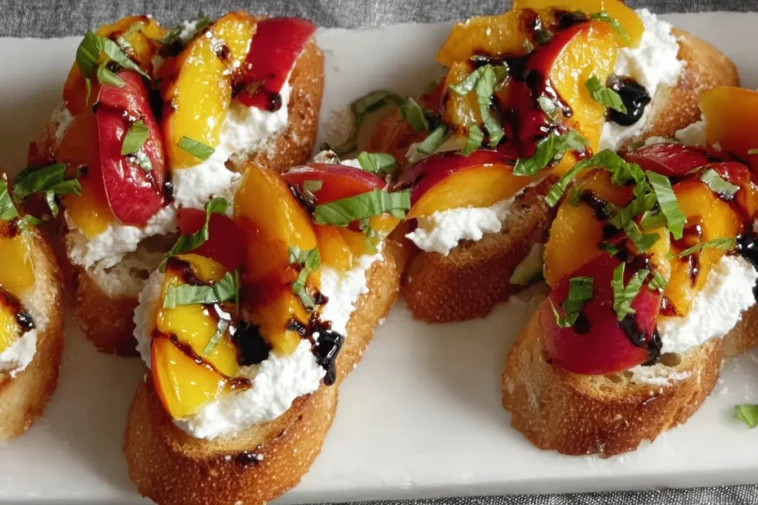 Quick Peach Bruschetta with Whipped Ricotta – A Tasty Delight 3 Quick Peach Bruschetta with Whipped Ricotta Platter