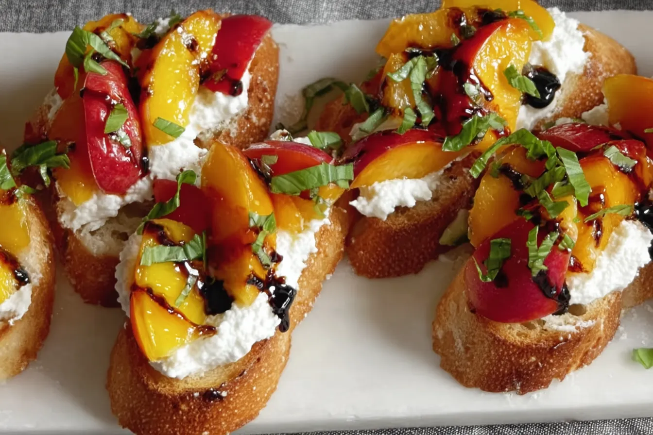 Quick Peach Bruschetta with Whipped Ricotta – A Tasty Delight 3 Quick Peach Bruschetta with Whipped Ricotta Platter
